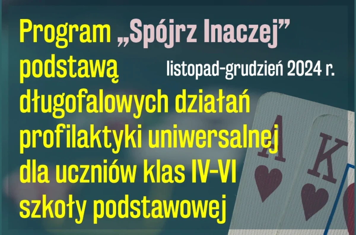 Program „Spójrz Inaczej” podstawą długofalowych działań profilaktyki uniwersalnej dla uczniów klas IV-VI szkoły podstawowej