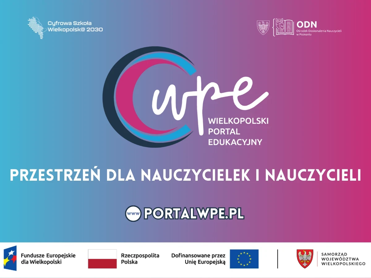 Grafika zachęcająca do korzystania z Wielkopolskiego Portalu Edukacyjnego.